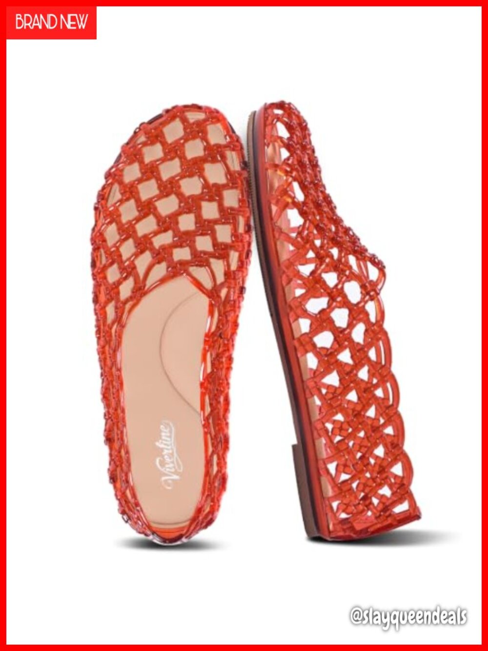 Womens Jelly Shoes Clear Hollow Ballet Flats Breathable Slip On PVC